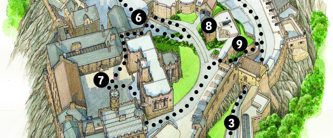 Numbered route map for Edinburgh Castle 